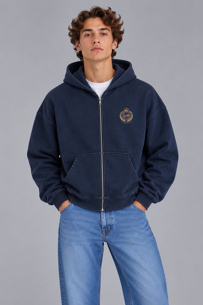 Jacques Zip Hoodie Jogging Top, Dark Blue
