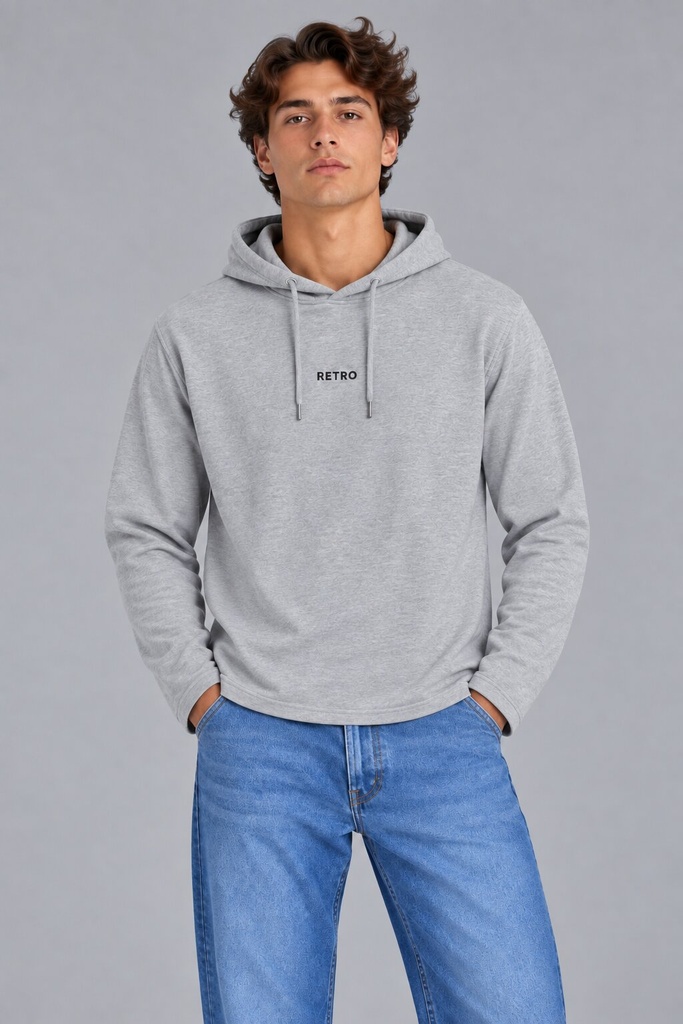 Everett Hoodie Long Sleeves, Grey Melange