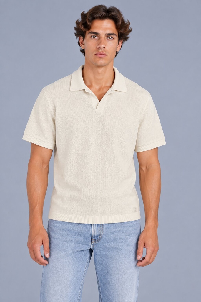 Portofino Knitted Polo, Ecru