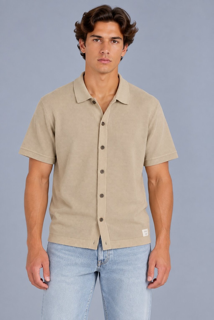 Monaco Knitted Shirt, Sand