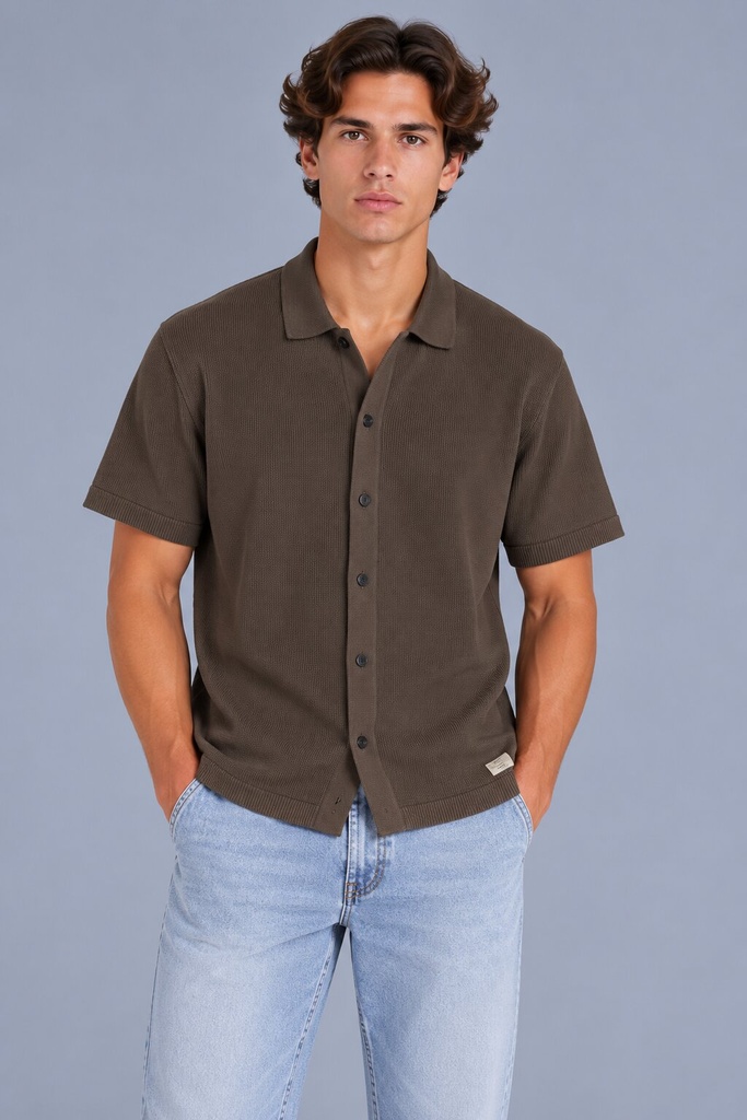 Monaco Knitted Shirt, Brown