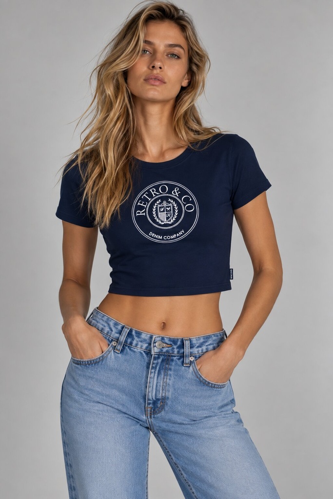 Kloe Crop Top, Dark Blue