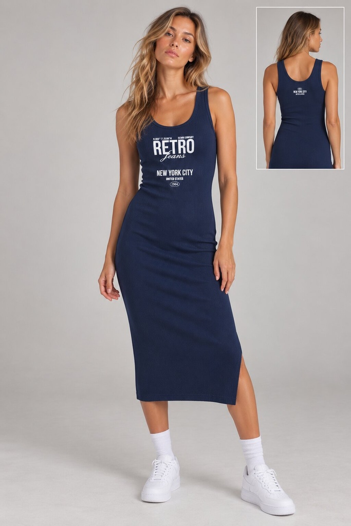 Kendall Midi Jersey Dress, Dark Blue
