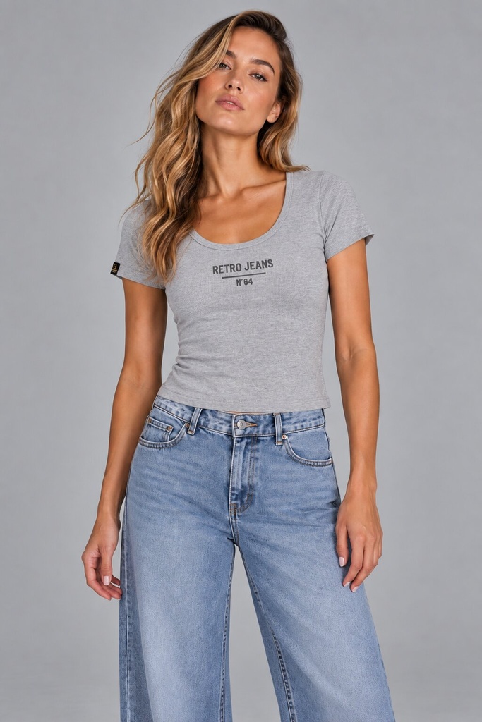 Freya Knitted T-Shirt, Grey Melange