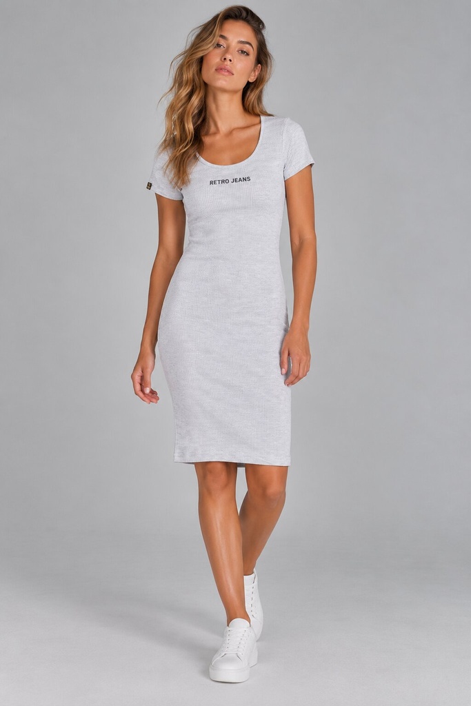 Freya Knitted Dress, Grey Melange