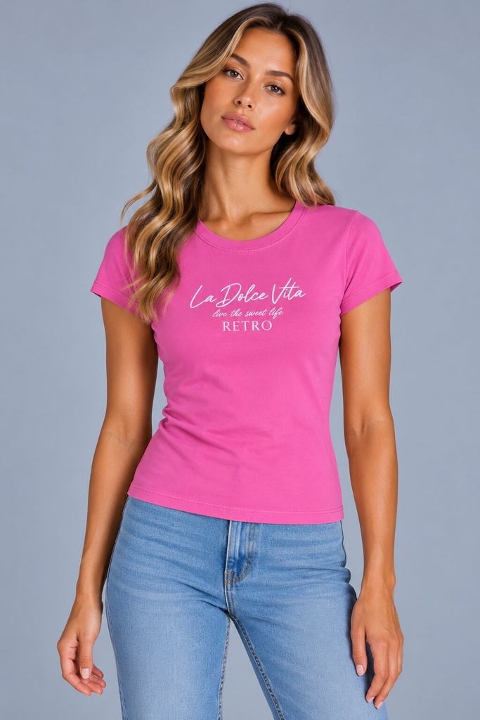Sloane T-Shirt, Neon Fuxia
