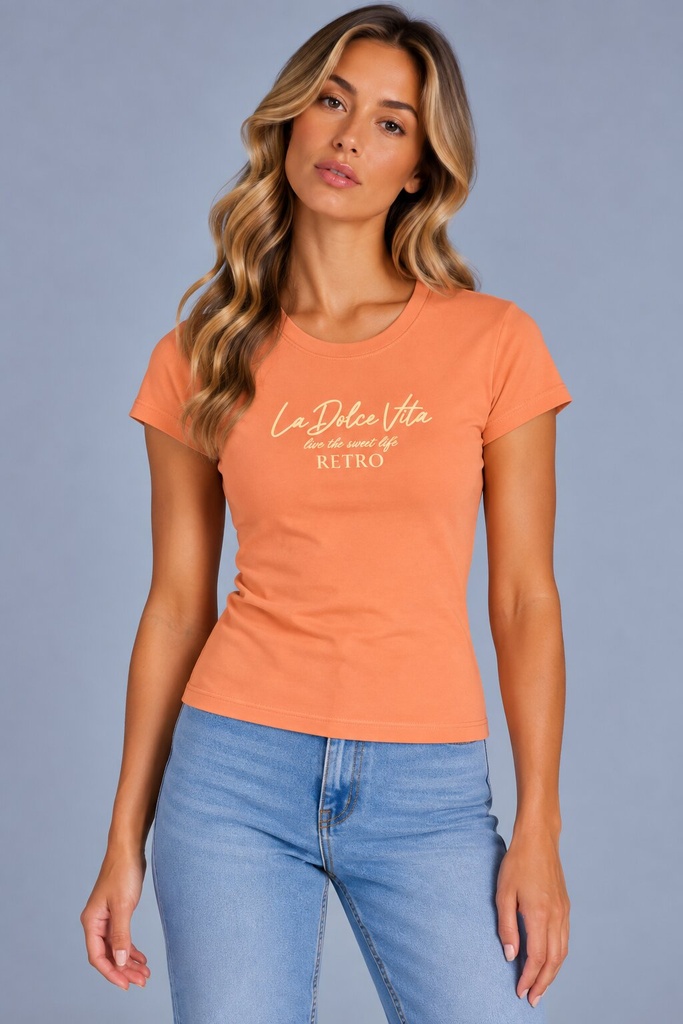 Sloane T-Shirt, Neon Coral