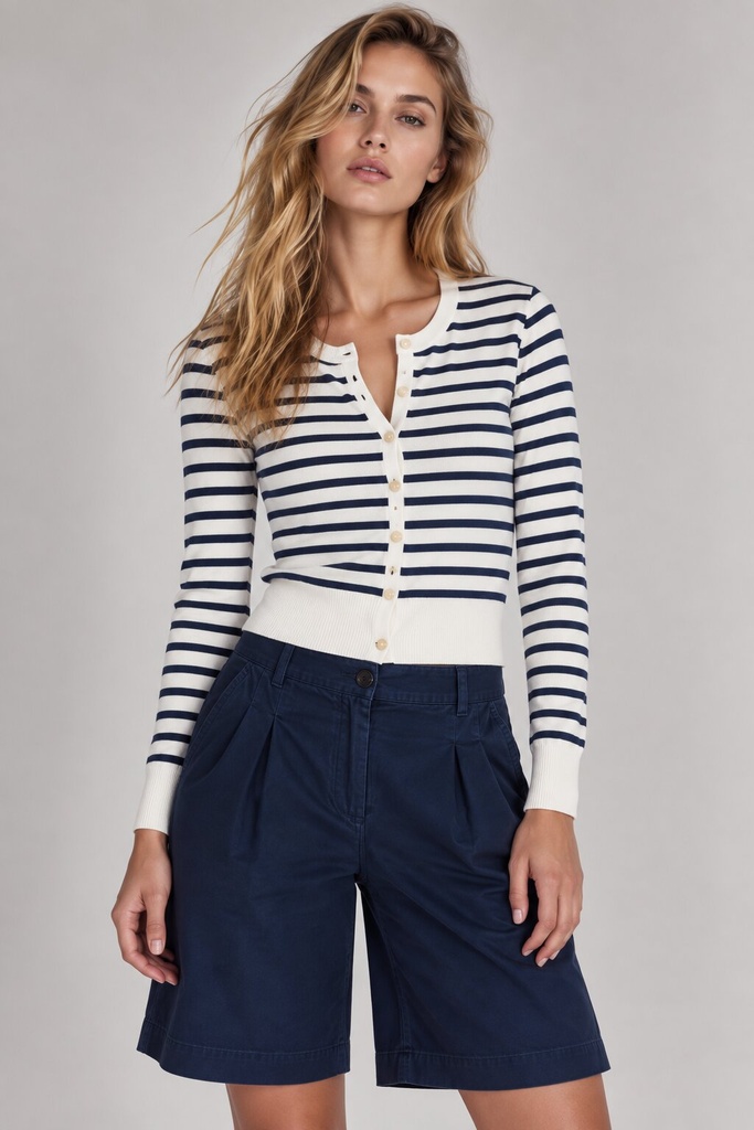 Pearl Cardigan, Blue Striped