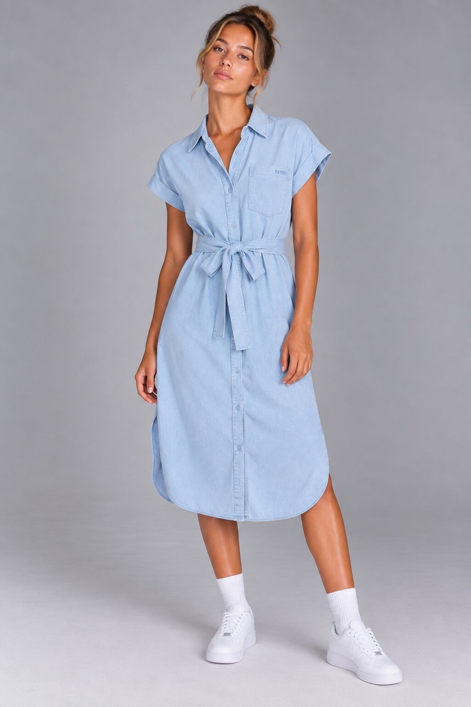 Sarah Woven Dress, Light Blue