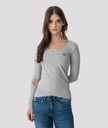 Elizabeth Long V Long Sleeves, Grey Melange