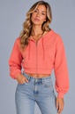 Blaire Cropped Zip Hoodie Jogging Top, Neon Coral