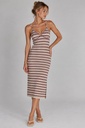 Dalia Midi Knitted Dress, Bordeaux Stripe